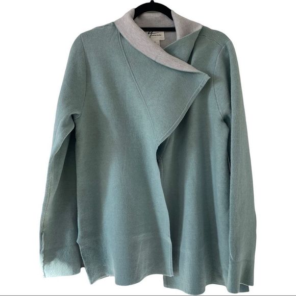 NWT ANDREA JOVINE SAGE/HEATHER GREY WRAP SWEATER cardigan SIZE XL - Picture 1 of 7